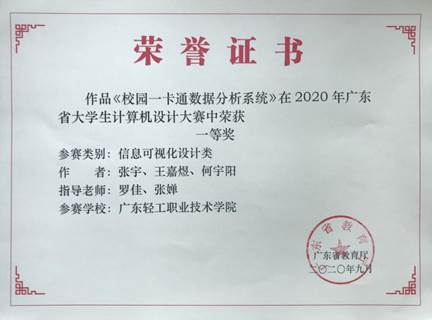 2020年省大学生计算机设计大赛一等奖